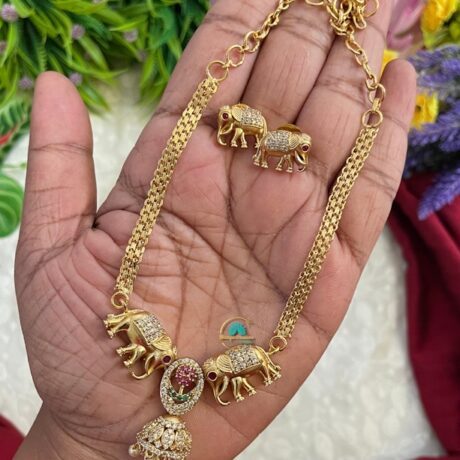 Simple Look Elephant AD Stone Neck Set- IM44