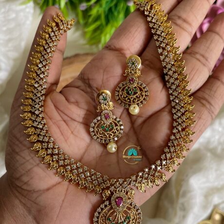 Elegent Mango Style AD Stone Neck set- IM36