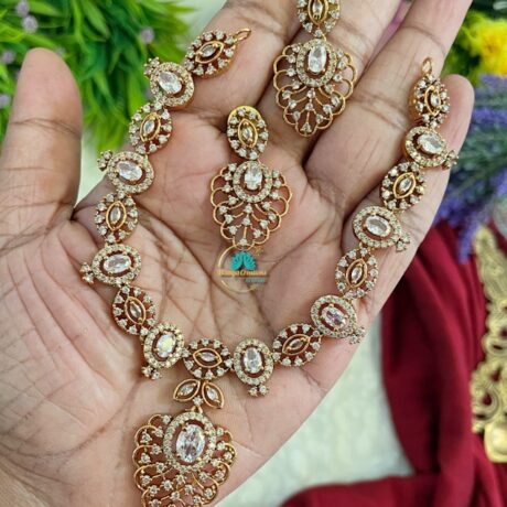 Elegent Oval Designer AD Stone Neck set- IM30