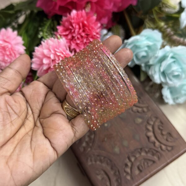 Dual tone waves light pink crystal bangle - GB240