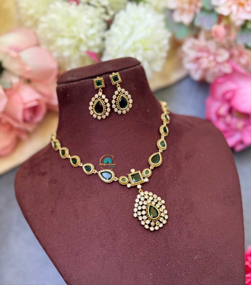 Premium Green with AD Stone Neckset - IM123