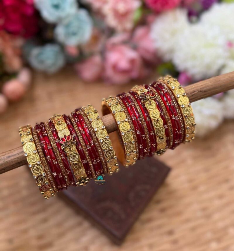 Lakshmi coins with Red Glass Bangles - BC472