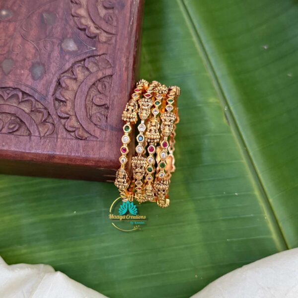 Gold Look like Lakshmi Stone Bangle Set - PGB4
