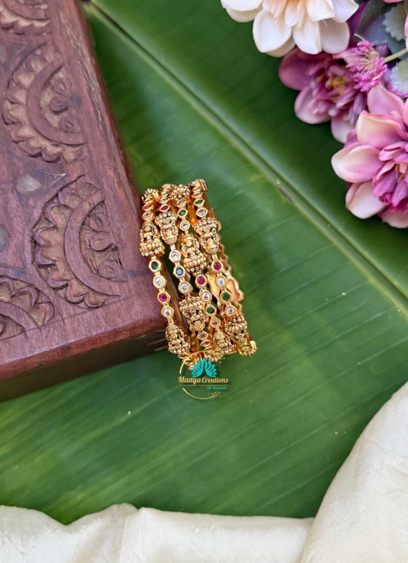 Gold Look like Lakshmi Stone Bangle Set - PGB4 - Image 2