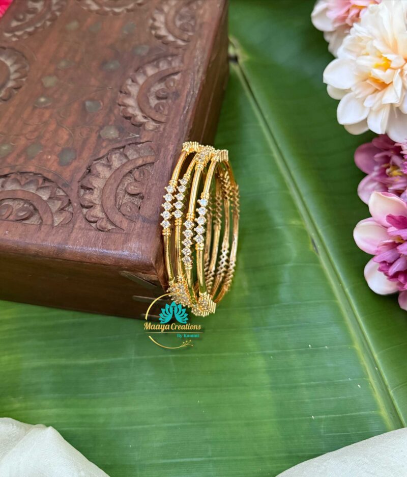 Gold Look like AD Stone Bangle Set - PGB5