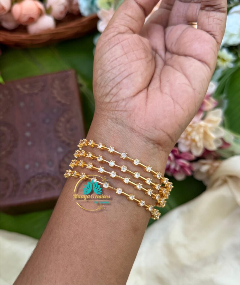 Gold Look like AD Stone Bangle Set - PGB6 - Image 2