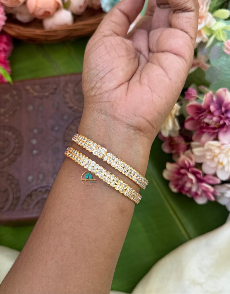 Impon Gold Look like AD Stone Bangle Set - PGB20 - Image 2