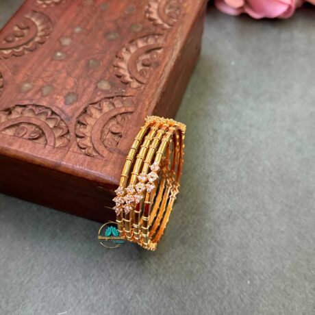 Gold Look like AD Stone Bangle Set - PGB9
