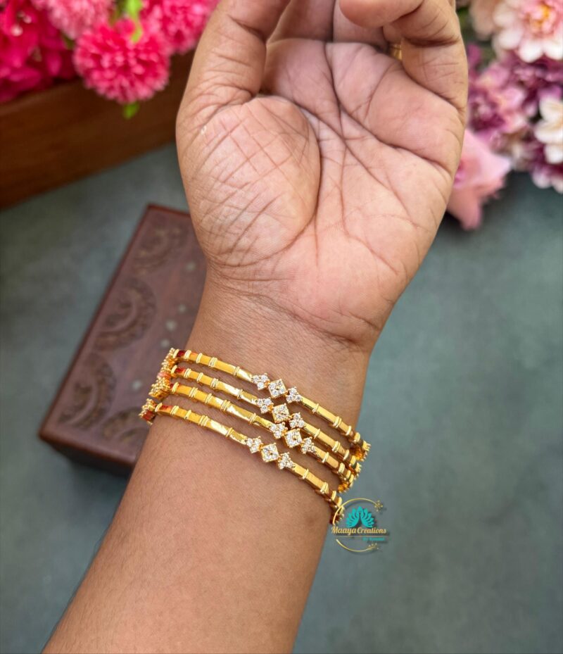 Gold Look like AD Stone Bangle Set - PGB9 - Image 2