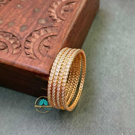 Gold Look like AD Stone Bangle Set - PGB11