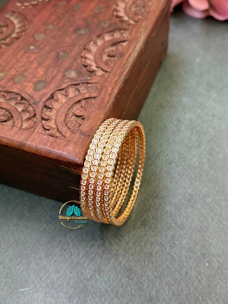 Gold Look like AD Stone Bangle Set - PGB11
