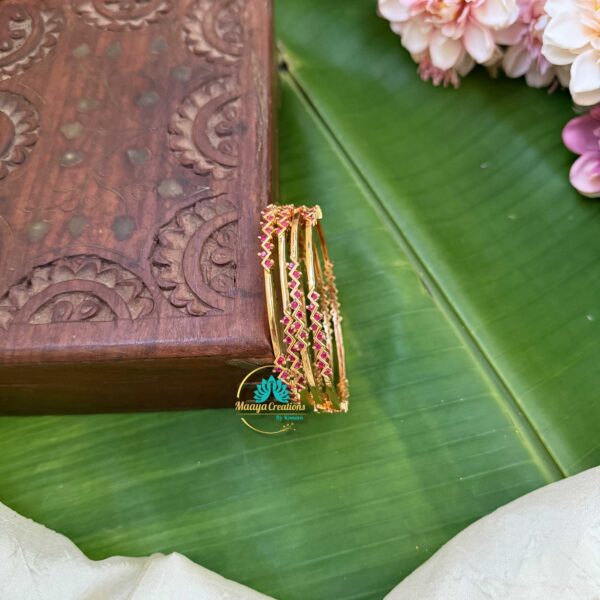 Gold Look like Red AD Stone Bangle Set - PGB2