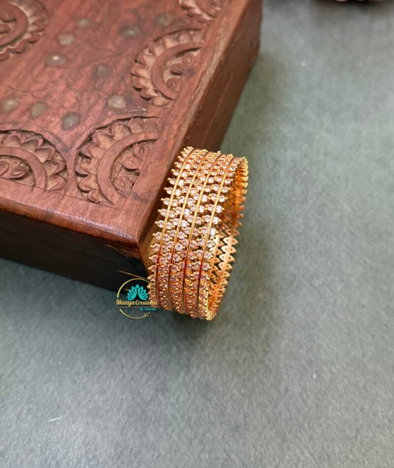 Gold Look like AD Stone Bangle Set - PGB12