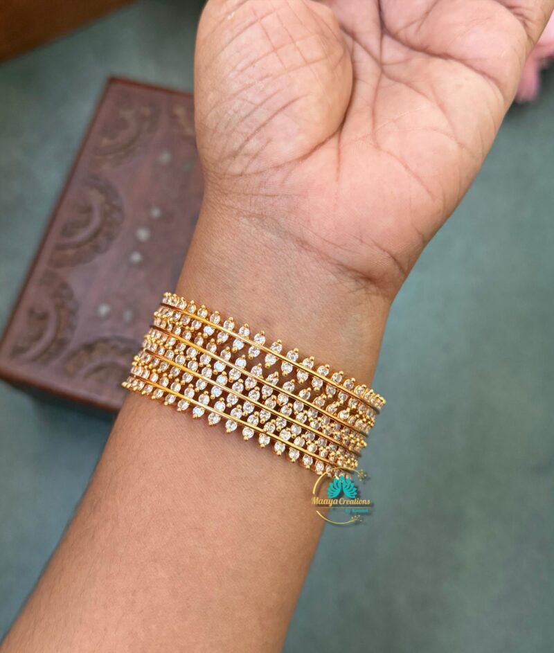 Gold Look like AD Stone Bangle Set - PGB12 - Image 2