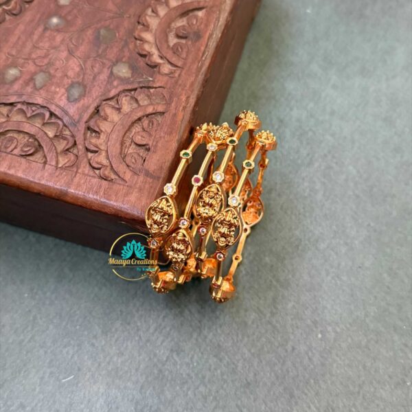 Gold Look like Lakshmi AD Stone Bangle Set - PGB13