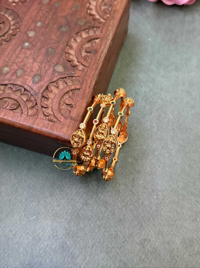 Gold Look like Lakshmi AD Stone Bangle Set - PGB13