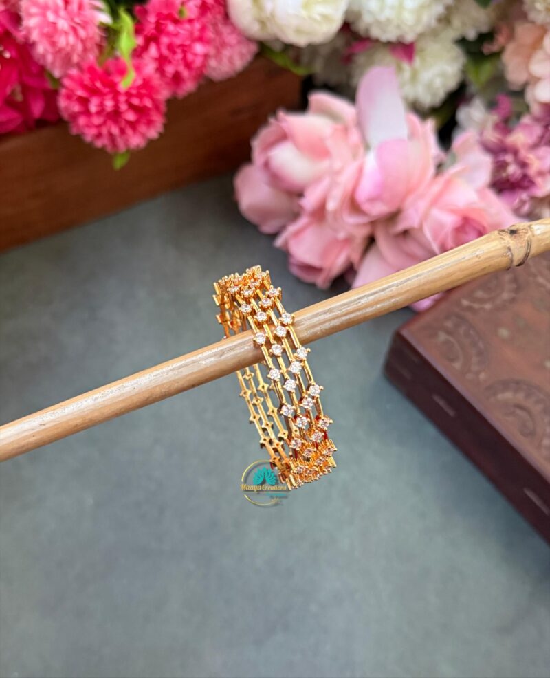 Gold Look like AD Stone Bangle Set - PGB14