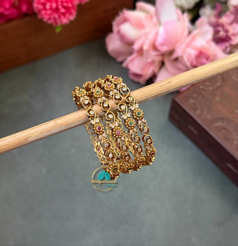Antique Designer Stone Bangle Set - PGB16