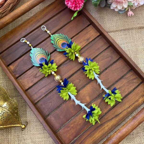 Peacock Feather With 3 Layer Pichi Flower Hanging - TO4