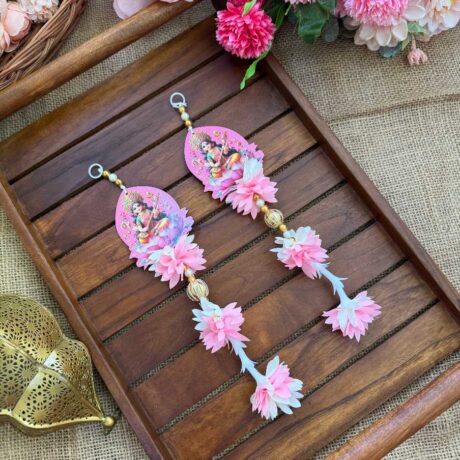 Saraswathi With 3 Layer Light pink & White Pichi Flower Hanging - TO7