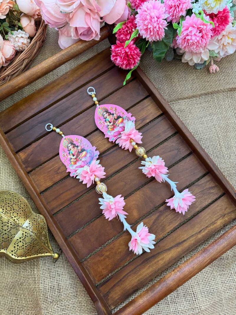 Saraswathi With 3 Layer Light pink & White Pichi Flower Hanging - TO7