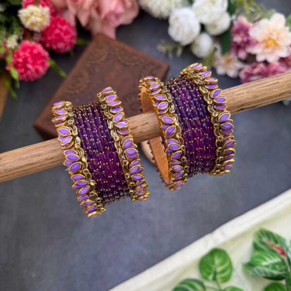 Lotus Lavender bangles with Purple Glass Bangles - BC555
