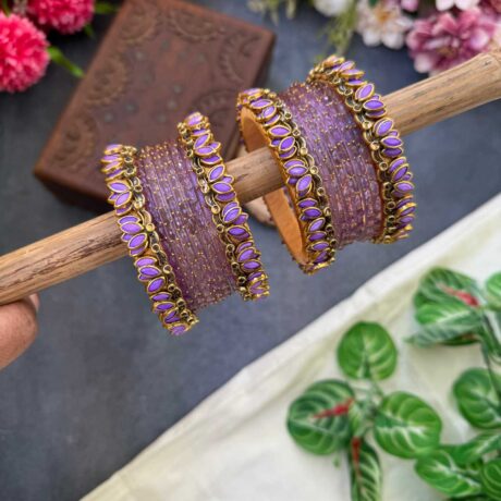 Lotus Lavender bangles with Lavender Glass Bangles - BC559