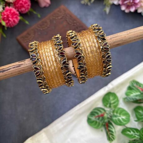 Lotus Wine bangles with Gold Glass Bangles - BC476