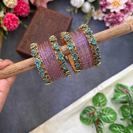 Lotus Sky Blue bangles with Lavender Glass Bangles - BC509