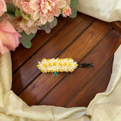 Real Look like White  with Yellow Mottu – Jasmine Centre Clip - J242