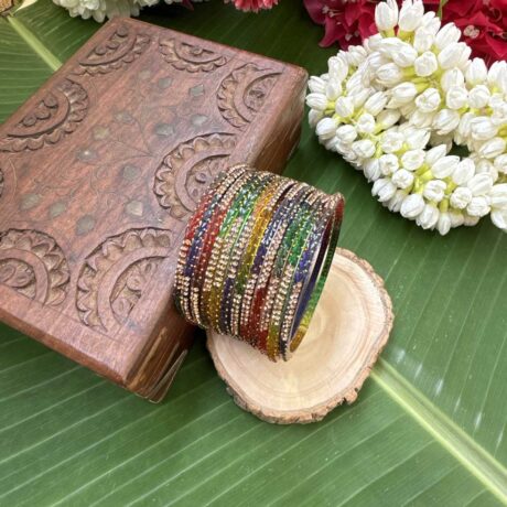 Aruvi Dark Multi shade  Glass bangles – GB244