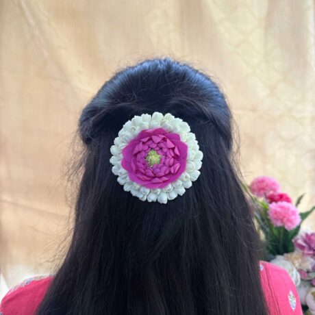Lotus with Semi Bloomed Malli Alligator clip combo - J303