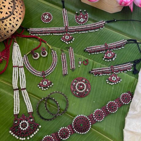 Black Polish with Red Stone Kemp Bridal /Bharatanatyam Set - KB08