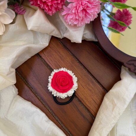Rubber Band - Real Look Like Malli with Red Rose Hair Band - Hair Band - J327