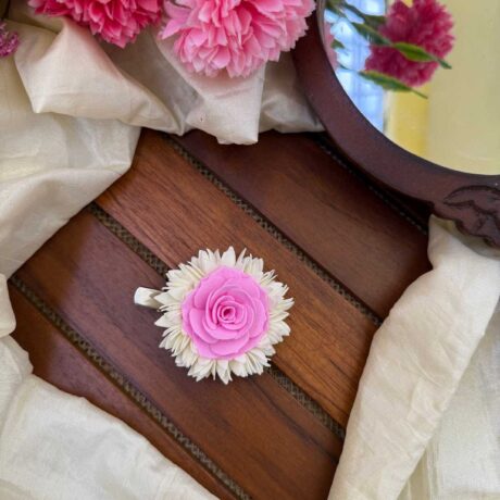 Alligator Pin - Real Look Like Pichi with Pink Rose  - Alligator Clip - J328