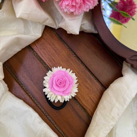 Rubber Band - Real Look Like Pichi with Pink Rose  Hair Band - Pichi Hair Band - J334