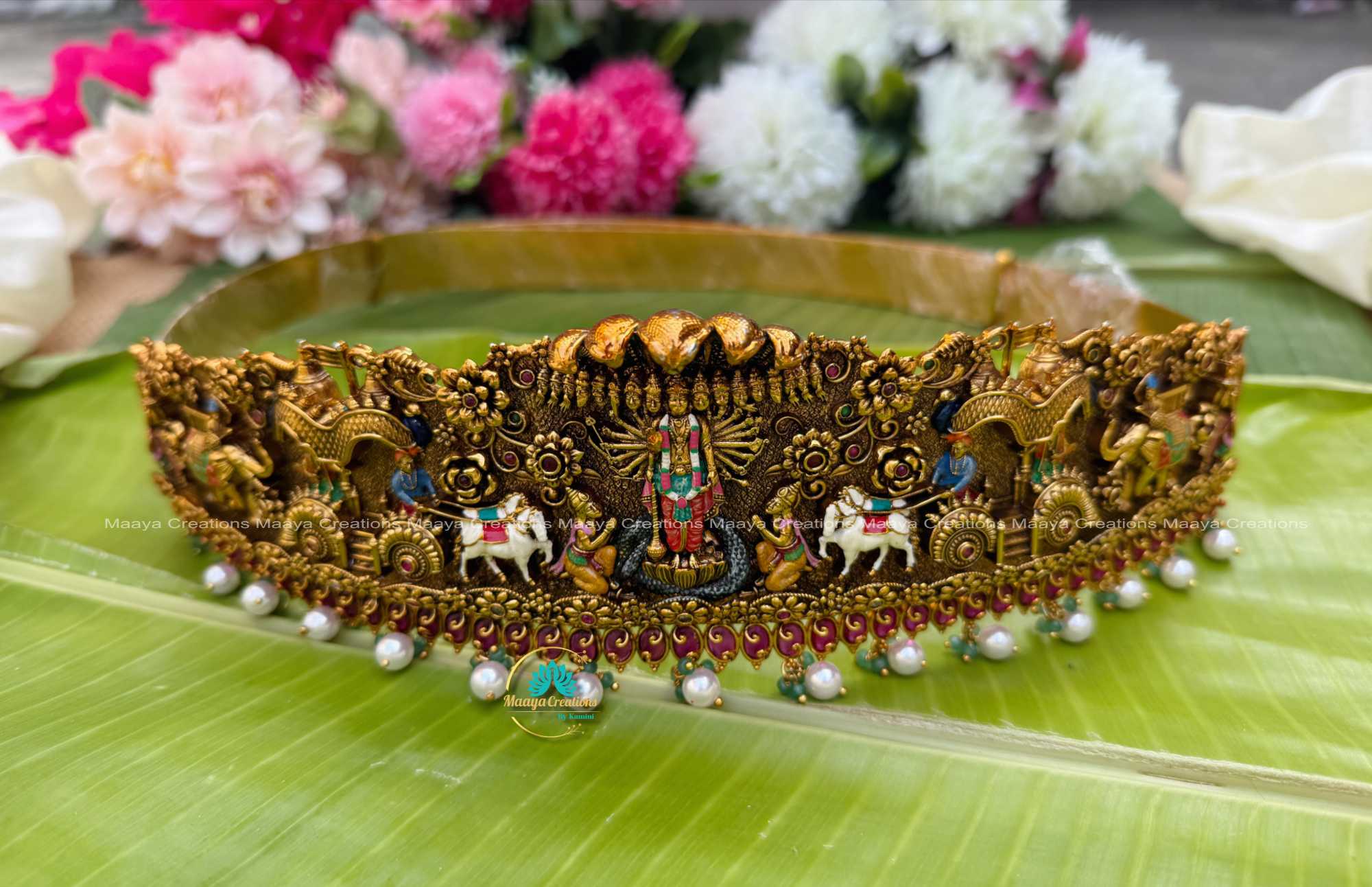 Taruni - Sri Venkateswara-Utsavam Antique Gold Handpainted HipBelt - TS14 - Image 2