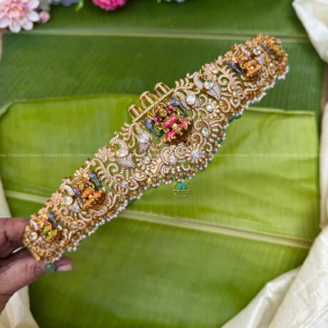 Taruni -  Lakshmi With AD Stone Antique Gold Handpainted HipBelt - TS15