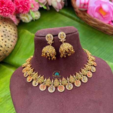 Taruni - Lakshmi Bottu Antique Gold Necklace with Nakshi Jumukha  - TS05