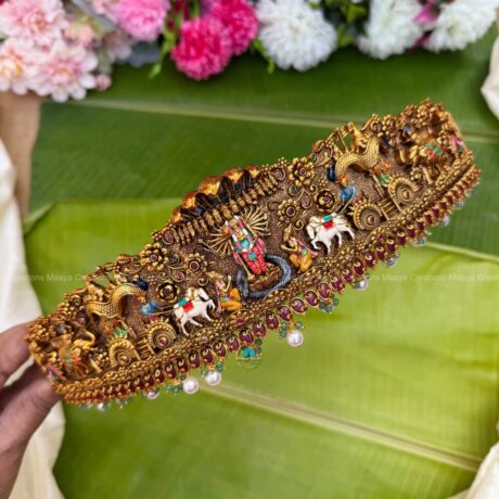 Taruni -  Sri Venkateswara-Utsavam Antique Gold Handpainted HipBelt - TS14
