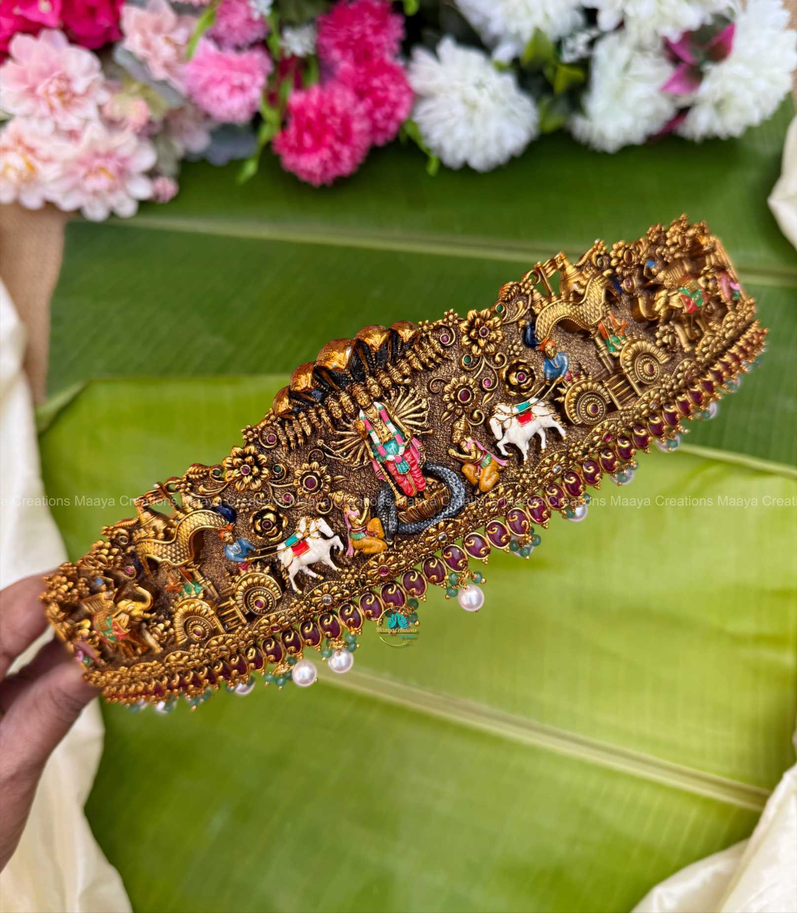 Taruni - Sri Venkateswara-Utsavam Antique Gold Handpainted HipBelt - TS14
