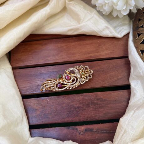 Designer Peacock with AD Stone Centre Clip - AD20