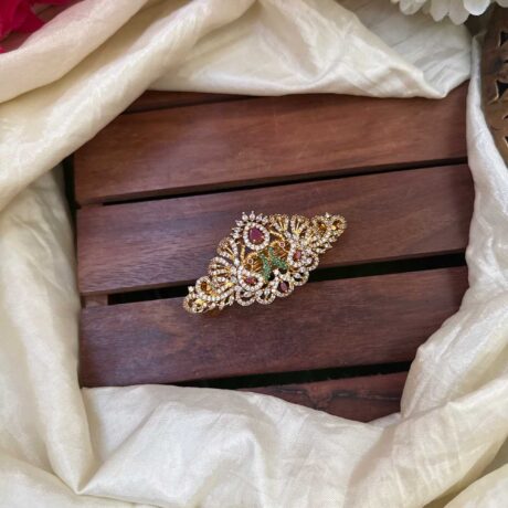 Peacock with Ruby Drop with AD Stone Centre Clip - AD12