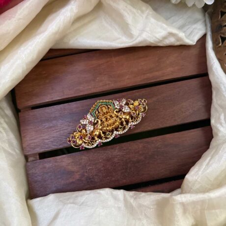 Lakshmi with AD Stone With Green & Ruby Stone Centre Clip - AD17