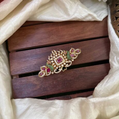 Designer Ruby with Green Peacock with AD Stone  Centre Clip - AD19