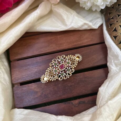 Fancy AD Stone with Red and Green Floral Centre Clip - AD05