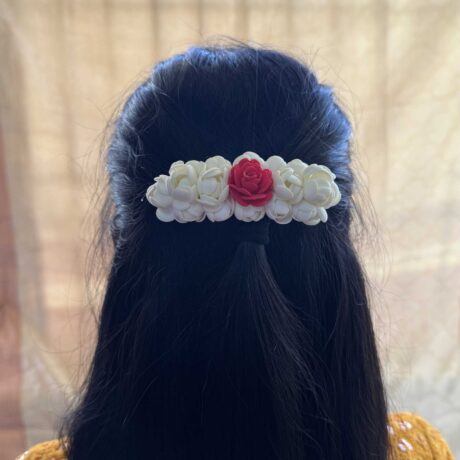Hair Clip - Malli with Rose Centre clip - J349