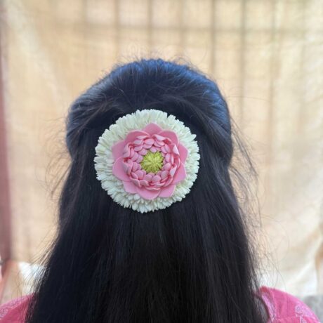 Baby Pink Lotus with Mullai Alligator clip combo - J346