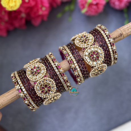 Jumbo Kada Silkthread with Wine Glass Bangles combo - BC601
