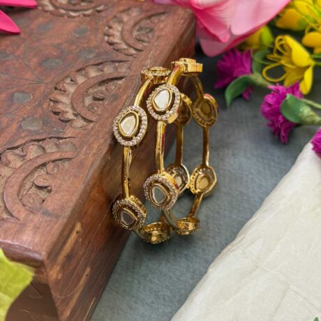 Premium AD White Stone Bangle Set - PGB26